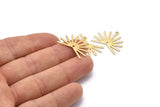 Gold Sun Charm, 4 Textured Gold Plated Brass Sun Charms With 1 Loop And 1 Hole (20x25x0.80mm) M02298