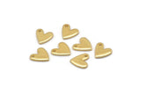 Gold Heart Charm, 12 Gold Plated Brass Heart Charms With 1 Hole (8x1mm) M02172 Q0065