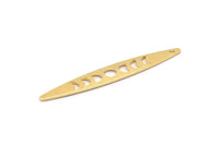 Altın Oval Charm, 4 Dokulu Altın Kaplama Pirinç, Altın Charmlar, 1 Delikli Altın Oval Ay Evreleri Charmları (50x7x0,80 mm) M02495 H0959