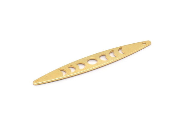 Altın Oval Charm, 4 Dokulu Altın Kaplama Pirinç, Altın Charmlar, 1 Delikli Altın Oval Ay Evreleri Charmları (50x7x0,80 mm) M02495 H0959