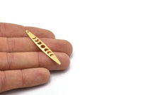 Altın Oval Charm, 4 Dokulu Altın Kaplama Pirinç, Altın Charmlar, 1 Delikli Altın Oval Ay Evreleri Charmları (50x7x0,80 mm) M02495 H0959