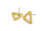 Brass Triangle Earring, 12 Raw Brass Triangle Stud Earrings (12x2mm) D0020 A1145