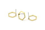 Brass Hexagon Earring, 10 Raw Brass Hexagon Stud Earrings (12x0.90mm) A1636 A1714