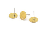 Brass Round Earring, 10 Textured Raw Brass Round Stud Earrings With 1 Hole, Stamping Tags (10x1mm) D1377 A1835