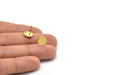 Brass Round Earring, 10 Textured Raw Brass Round Stud Earrings With 1 Hole, Stamping Tags (10x1mm) D1377 A1835