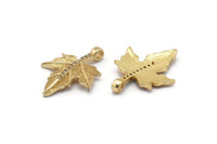 Gold Leaf Charm, 4 Gold Plated Brass Plane Tree Leaf Charms With 1 Loop, Pendants, Earring Findings (26x20mm) SY0147