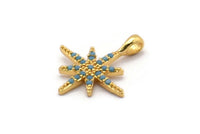 Gold North Star Charms, 2 Gold Plated Brass North Star Charms With 1 Loop, Pendants, Earring Findings (20x15mm) SY0121