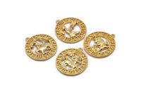 Gold Zodiac Signs, Zodiac Signs, Zodiac Sign Charms, Gold Plated Brass Zodiac, Horoscope Charms, Astrology Zodiac Charms (21mm)