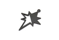 Black Pole Star Charm, 6 Oxidized Black Brass, Black Charms, Black Pole Star Charms With 1 Loop (30x22x0.80mm) M02486