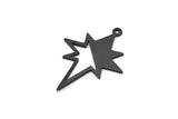 Black Pole Star Charm, 6 Oxidized Black Brass, Black Charms, Black Pole Star Charms With 1 Loop (30x22x0.80mm) M02486