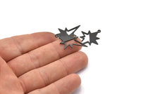 Black Pole Star Charm, 6 Oxidized Black Brass, Black Charms, Black Pole Star Charms With 1 Loop (30x22x0.80mm) M02486