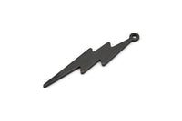 Siyah Şimşek Tılsımı, 10 Oksitlenmiş Siyah Pirinç, 1 Döngülü Siyah Şimşek Tılsımları (35x8x0,80 mm) M02472