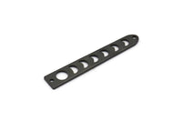 Black Moon Charm, 12 Oxidized Black Brass Moon Phases Charms With 2 Holes (35x6x5x0.80mm) M02344