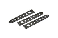 Black Moon Charm, 12 Oxidized Black Brass Moon Phases Charms With 2 Holes (35x6x5x0.80mm) M02344