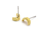 Brass Moon Earring, 12 Raw Brass Crescent Moon Stud Earrings (8x5x3mm) N1404