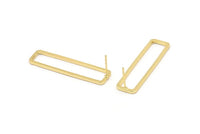 Gold Rectangle Earring, 2 Gold Plated Brass Rectangle Stud Earrings (10x40x1.5mm) D1647 A1426 Q1002