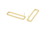 Gold Rectangle Earring, 2 Gold Plated Brass Rectangle Stud Earrings (10x40x1.5mm) D1647 A1426 Q1002