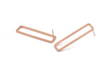 Rose Gold Rectangle Earring, 2 Rose Gold Plated Brass Rectangle Stud Earrings (10x40x1.5mm) D1647 A1426 Q1002