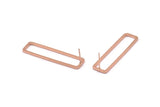 Rose Gold Rectangle Earring, 2 Rose Gold Plated Brass Rectangle Stud Earrings (10x40x1.5mm) D1647 A1426 Q1002