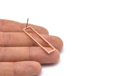 Rose Gold Rectangle Earring, 2 Rose Gold Plated Brass Rectangle Stud Earrings (10x40x1.5mm) D1647 A1426 Q1002
