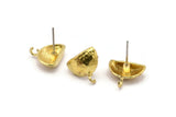 Brass Earring Post, 8 Raw Brass Half Moon Earring Posts With 1 Loop (14x15mm) BS 2440