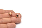 Rose Gold Earring Post, 4 Rose Gold Plated Brass Half Moon Earring Posts With 1 Loop (14x15mm) BS 2440