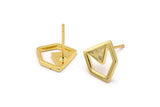 Gold Chevron Earring, 6 Gold Brass Chevron Earring Posts, Pendants, Findings (10x9x1.2mm) E369 Q0518