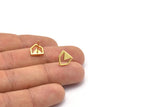 Gold Chevron Earring, 6 Gold Brass Chevron Earring Posts, Pendants, Findings (10x9x1.2mm) E369 Q0518