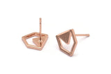 Rose Gold Chevron Earring, 6 Rose Gold Brass Chevron Earring Posts, Pendants, Findings (10x9x1.2mm) E369 Q0518