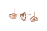 Rose Gold Chevron Earring, 6 Rose Gold Brass Chevron Earring Posts, Pendants, Findings (10x9x1.2mm) E369 Q0518