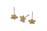Brass Star Earring, 12 Raw Brass Star Stud Earrings (8mm) D1467
