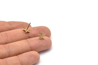 Brass Star Earring, 12 Raw Brass Star Stud Earrings (8mm) D1467