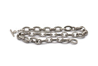 Silver Necklace Chain, Antique Silver Plated Brass Rope Chain Necklace, Chain Choker Necklace (45cm - 17.7 inc) 20x12x3 - 15x12x3mm N1890