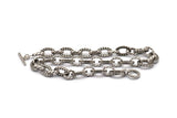 Silver Necklace Chain, Antique Silver Plated Brass Rope Chain Necklace, Chain Choker Necklace (45cm - 17.7 inc) 20x12x3 - 15x12x3mm N1890