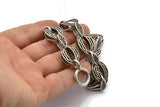 Silver Necklace Chain, Antique Silver Plated Brass Rope Chain Necklace, Chain Choker Necklace (45cm - 17.7 inc) 22x16x6 - 16x10x5mm N1884