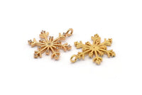 Gold Snowflake Charm, 2 Gold Plated Snowflake, Cubic Zircon, CZ Pave Snowflake Charm, Zircon Charm Pendant With 1 Loop (24x18mm) SY0122