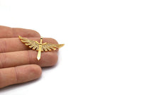 Gold Sword Charm, Gold Plated Sword, Cubic Zircon, CZ Pave Wing Charm, Zircon Charm Pendants With 1 Loop (32x46mm) SY0095