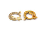 Gold Moon And Star Charms, Gold Plated Brass Crescent Moon And Star Charm With 1 Loop, Pendants, Earring Findings (25x24mm) SY0112