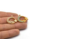 Gold Moon And Star Charms, Gold Plated Brass Crescent Moon And Star Charm With 1 Loop, Pendants, Earring Findings (25x24mm) SY0112