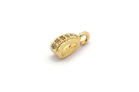 Gold Drop Charm, 10 Gold Plated Brass Drop Shaped Charms With 1 Loop, CZ Pave Charm, Earring Findings, Zircon Beads (10x5x3mm) SY0282