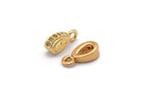 Gold Drop Charm, 10 Gold Plated Brass Drop Shaped Charms With 1 Loop, CZ Pave Charm, Earring Findings, Zircon Beads (10x5x3mm) SY0282