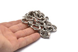 Silver Necklace Chain, Antique Silver Plated Brass Rope Chain Necklace, Chain Choker Necklace (46cm - 18.1 inc) 20x16x3 - 14x9mm N1880