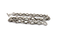 Silver Necklace Chain, Antique Silver Plated Brass Rope Chain Necklace, Chain Choker Necklace (46cm - 18.1 inc) 18x15x3 - 15x10mm N1887