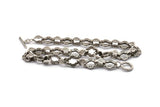 Silver Necklace Chain, Antique Silver Plated Brass Rope Chain Necklace, Chain Choker Necklace (46cm - 18.1 inc) 18x15x3 - 15x10mm N1887