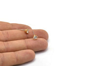 Gold Stud Earring, 4 Gold Plated Brass 4 Claw Stud Earrings, CZ Pave Earrings, Round Zircon Stud Earrings (6x6mm) SY0299