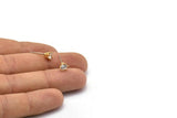 Gold Stud Earring, 4 Gold Plated Brass 4 Claw Stud Earrings, CZ Pave Earrings, Round Zircon Stud Earrings (6x6mm) SY0299