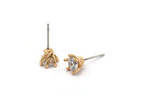Gold Stud Earring, 4 Gold Plated Brass 6 Claw Stud Earrings, CZ Pave Earrings, Round Zircon Stud Earrings (8x7mm) SY0101