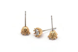 Gold Stud Earring, 4 Gold Plated Brass 8 Claw Stud Earrings, CZ Pave Earrings, Round Zircon Stud Earrings (7x6mm) SY0305