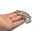 Silver Necklace Chain, Antique Silver Plated Brass Rope Chain Necklace, Chain Choker Necklace (43cm - 16.9 inc) 17x13x2.5 - 12x16x3mm N1847
