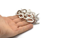 Silver Necklace Chain, Antique Silver Plated Brass Rope Chain Necklace, Chain Choker Necklace (45cm - 17.7 inc) 25x14mm N1848